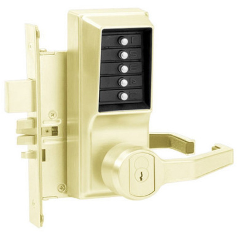 Simplex RR8148R-05-41 Pushbutton Mortise Lock with Lever Sargent Core override in Antique Brass