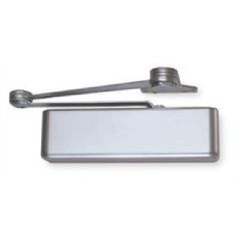 LCN 4111-S-CUSH-LH-MC-26D Surface Mount Door Closer with Spring Cush-n-stop Arm Metal Cover, Left Handed in Satin Chrome Finish
