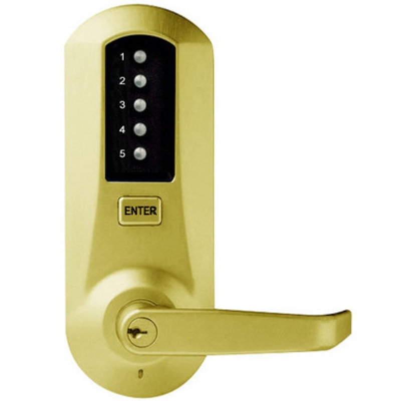 Dormakaba Simplex 5010XSWL-03-41 Pushbutton Lever Lock with Schlage Core override in Bright Brass