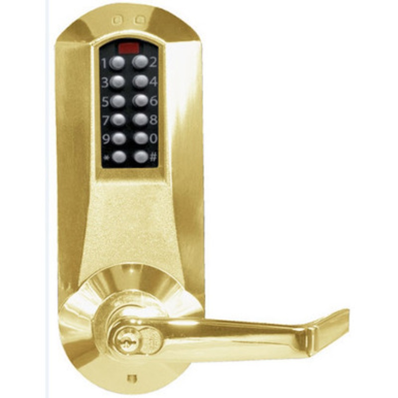 Eplex 5231BWL-606-41 Pushbutton Cylindrical Lever Lock with Best Core Override in Satin Brass