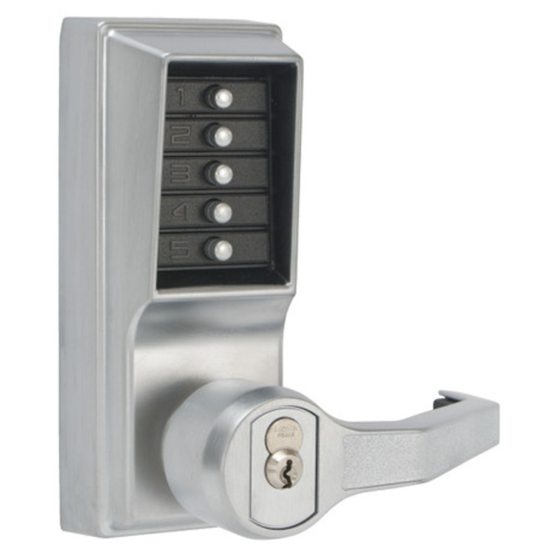 Simplex LR1015-026-41 Cylindrical PBL Lockwith Lever no Ky Override/Comb Entry only in Bright Chrome