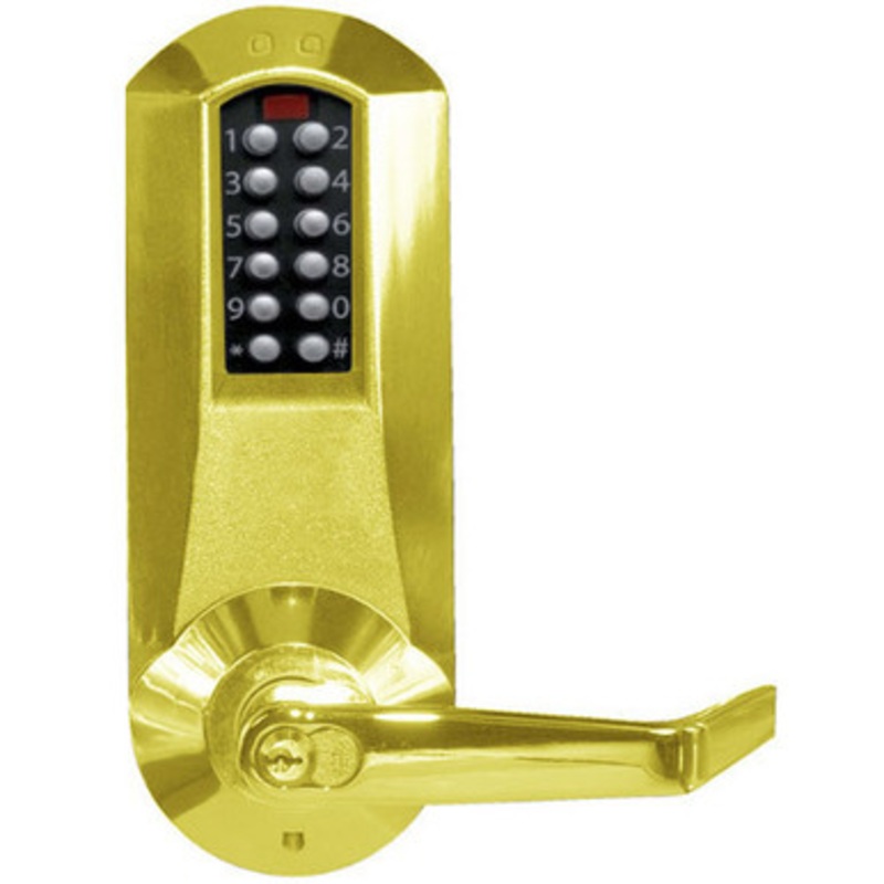 Dormakaba Eplex E5010XSWL-605-41 Pushbutton Exit Trim Lever Lock with Schlage ‘c’ Keyway in Bright Brass