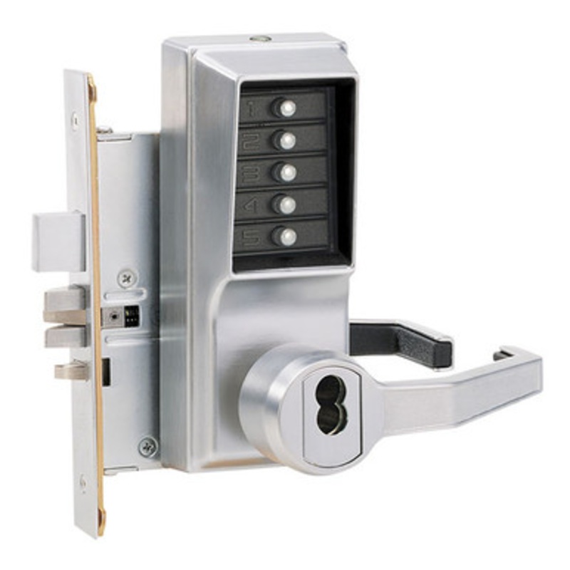 Simplex LR8148M-26D-41 Pushbutton Mortise Lock with Lever Medeco Core override in Satin Chrome