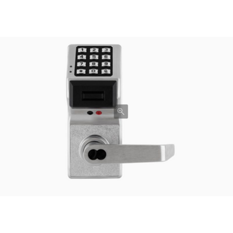 Alarm Lock PDL3000IC-Y US26D Pushbutton Cylindrical Door Lock, with Prox Reader, 300 Users, 1600 Event Audit Trail, Straight Lever, 6-Pin Yale LFIC Prep, Less Core, Satin Chrome