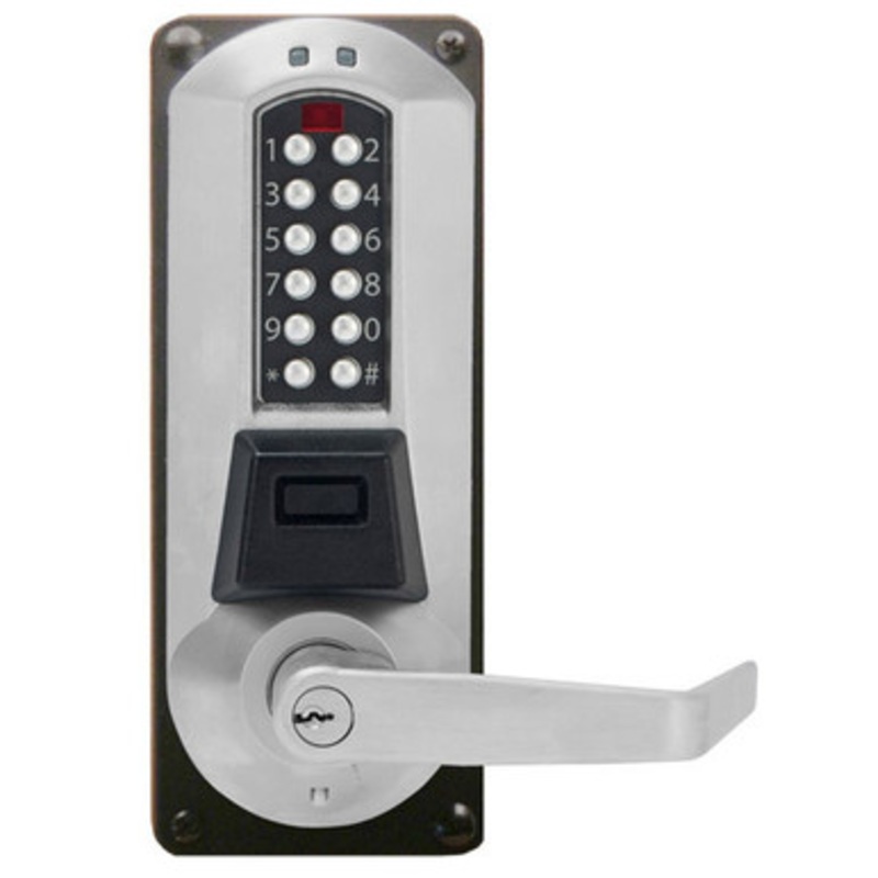 Eplex E5631XSWL-626-41 Pushbutton Cylindrical Lever Lock with Dual Credential and Schlage ‘C’ Keyway in Satin Chrome
