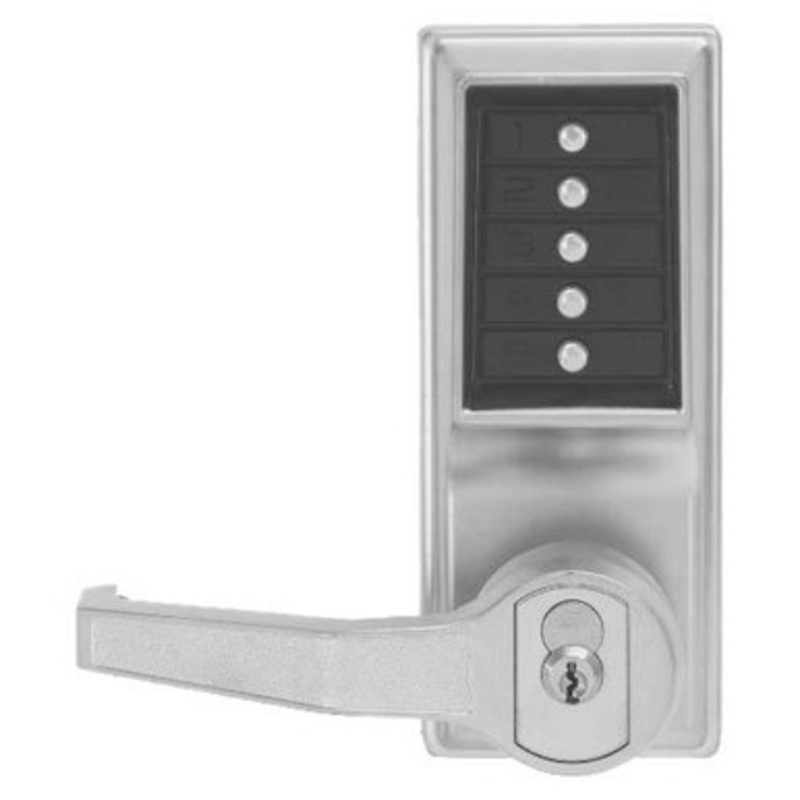Simplex LR1022M-26D-41 Pushbutton Lever Lock with Medeco Core Override in Satin Chrome