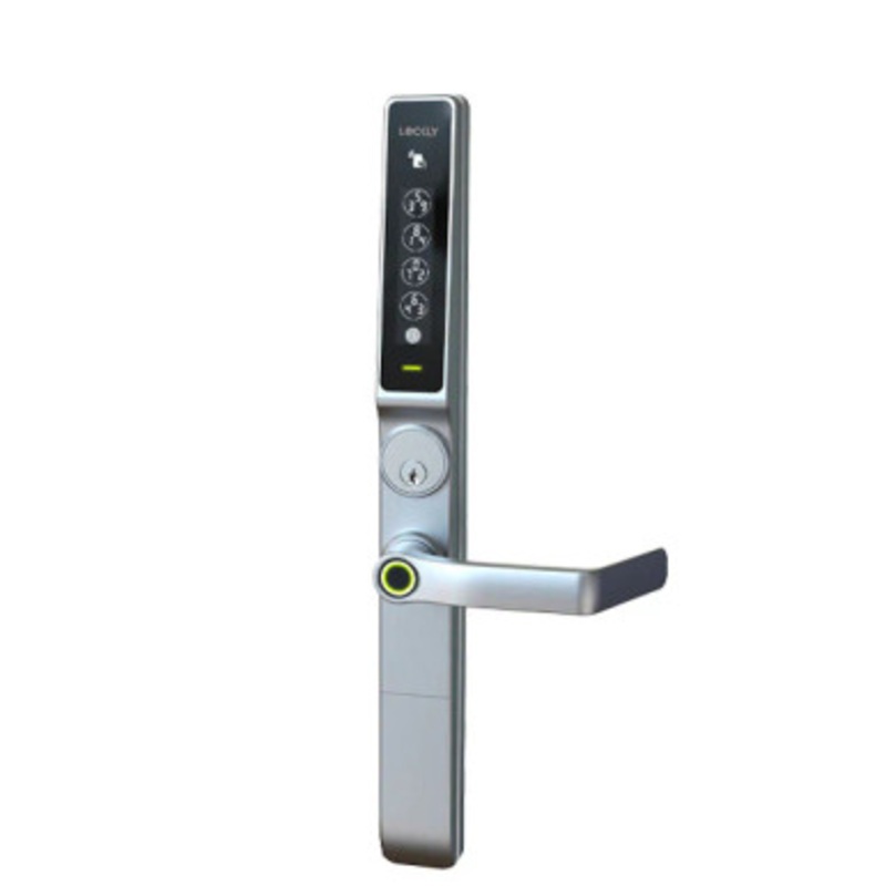Lockly Smart Storefront Lock 238LM DEFENDER Biometric Electronic Lever Set  Card, FOB, Fingerprint Reader Wi-Fi and APP Controlled