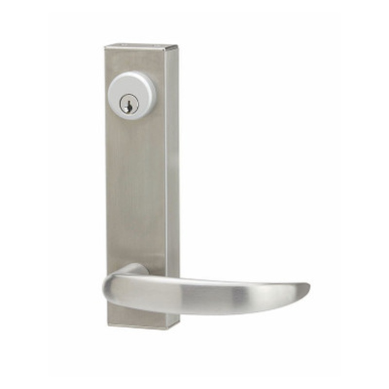 Adams Rite 3080 Entry Trim 3080-01-0-37-US32D  Adams Rite Exit Device Trim Entry Trim, 01 Curve Lever, With Cylinder Hole, Rim Exit Devices, Satin Stainless Steel