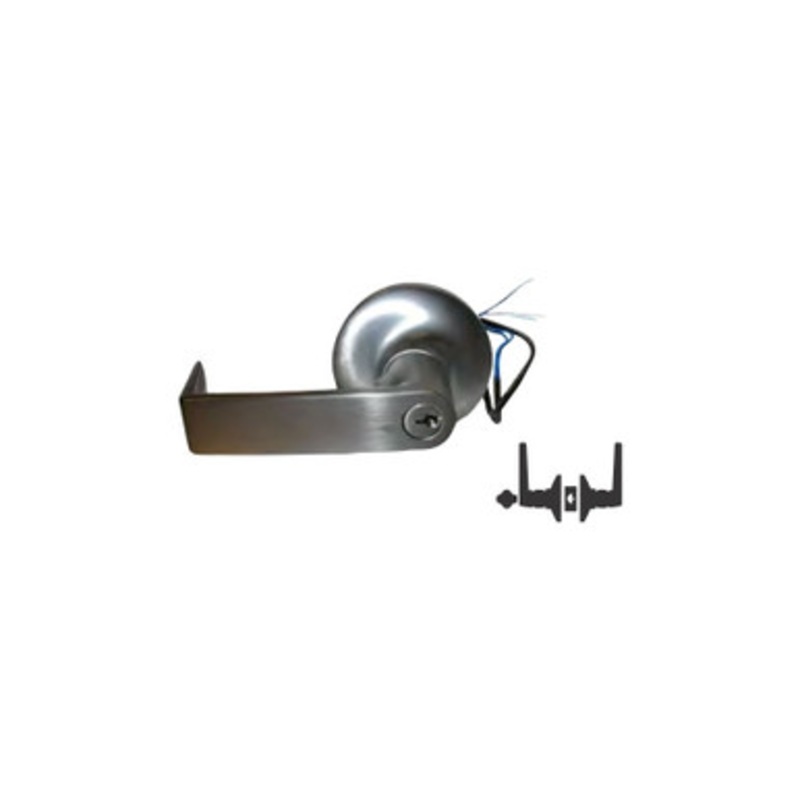 General Lock Cylindrical Electrified Fail Secure, Clutched R-Lever, Grade-1, Schlage C Keyway, 12 Volt DC, 180 Degree, Satin Chrome, For Storeroom