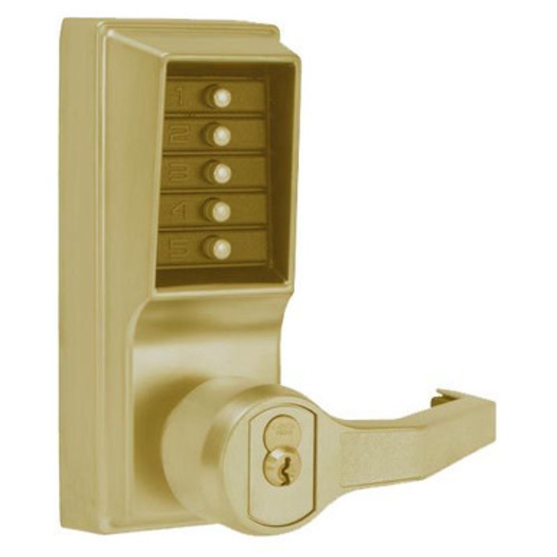 Dormakaba LL1021C-05-41 Pushbutton Lever Lock Prepped For Corbin Core Override in Antique Brass