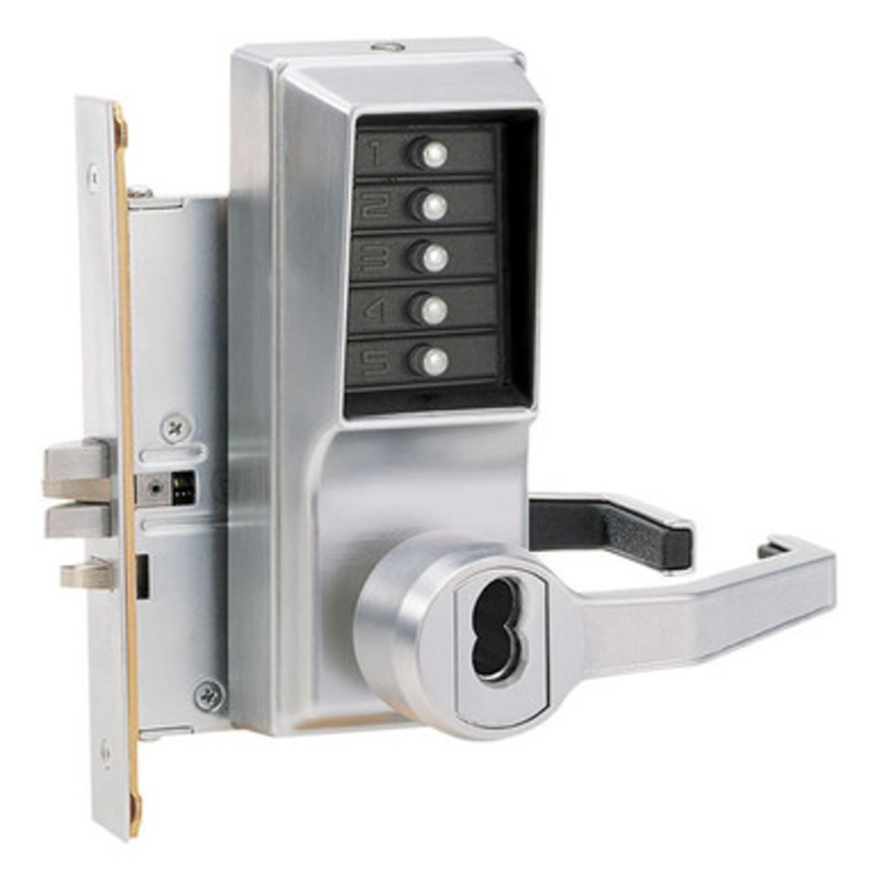 Simplex LR8146C-26D-41 Pushbutton Mortise Lock with Lever Corbin Core override in Satin Chrome