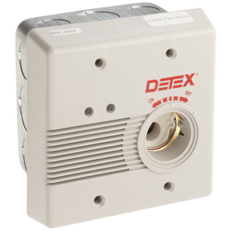 Detex EAX-2500F GRAY EAX-2500 Series – Wall Mount, Flush Mount AC/DC Powered Alarm, EA-561 Warning Sign and Black Box Included, Gray