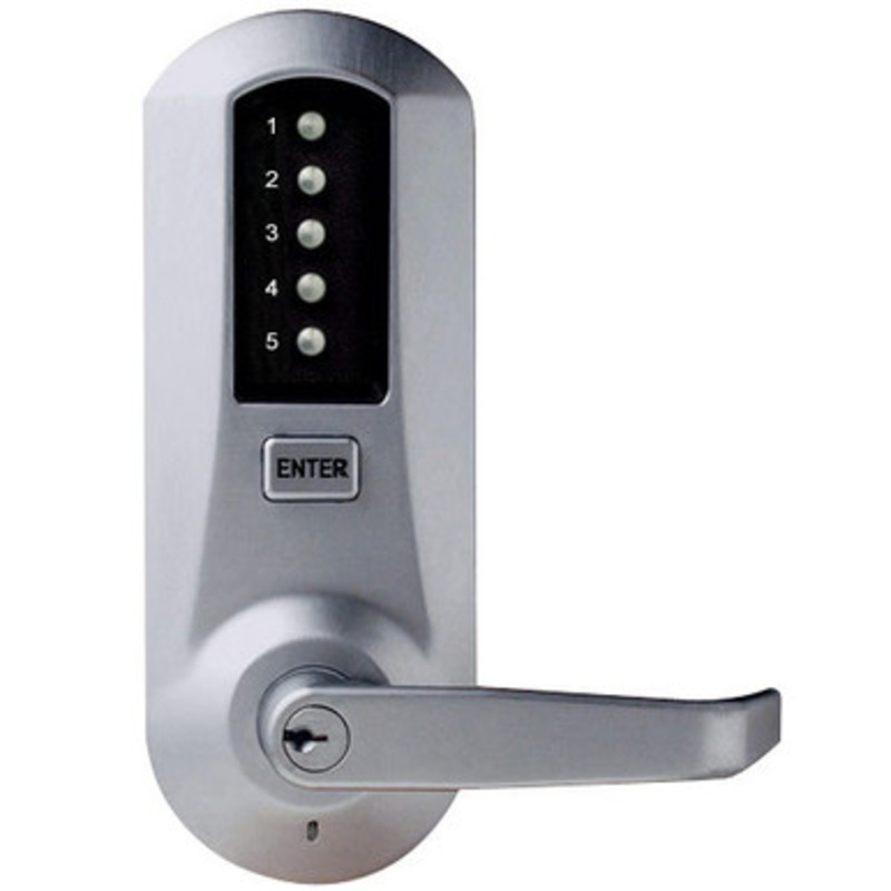 Simplex 5041SWL-26D-41 Pushbutton Lever Lock with Schlage Core override in Satin Chrome