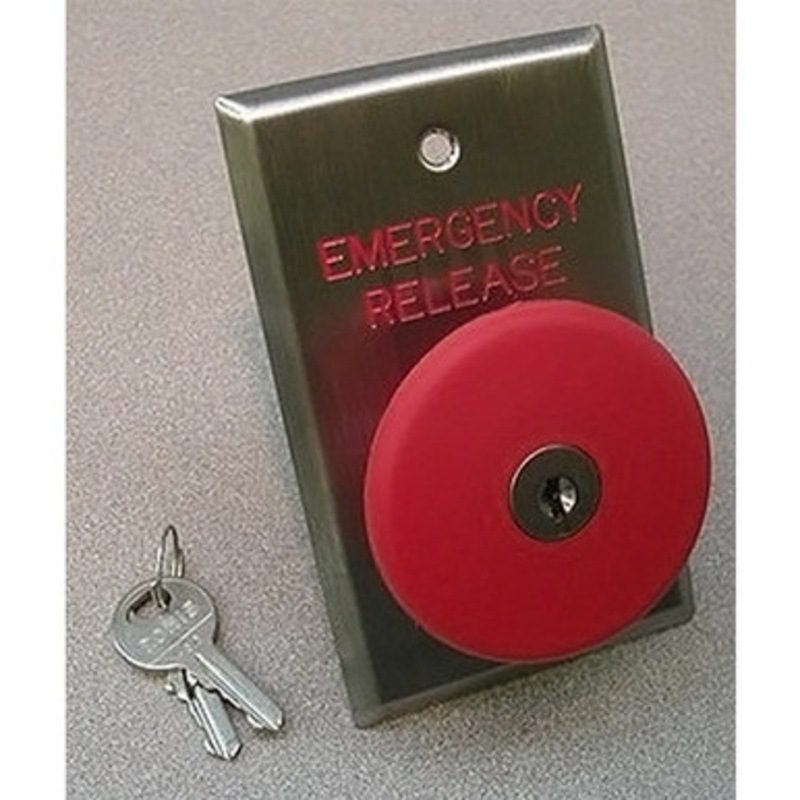 Dortronics 5216-MP23/KR Maintained Key Reset Latching Action 2-3/8 Red Button Single Gang Plate (No Text)