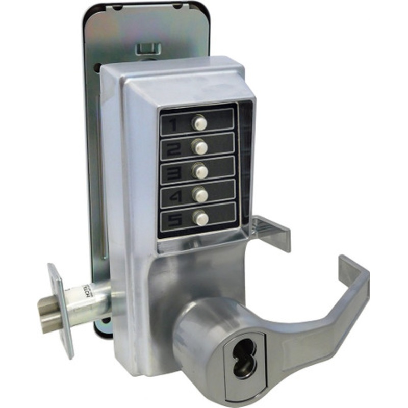 Dormakaba Simplex LR1021C-26D-41 Pushbutton Lever Lock Prepped for Corbin Core Override in Satin Chrome
