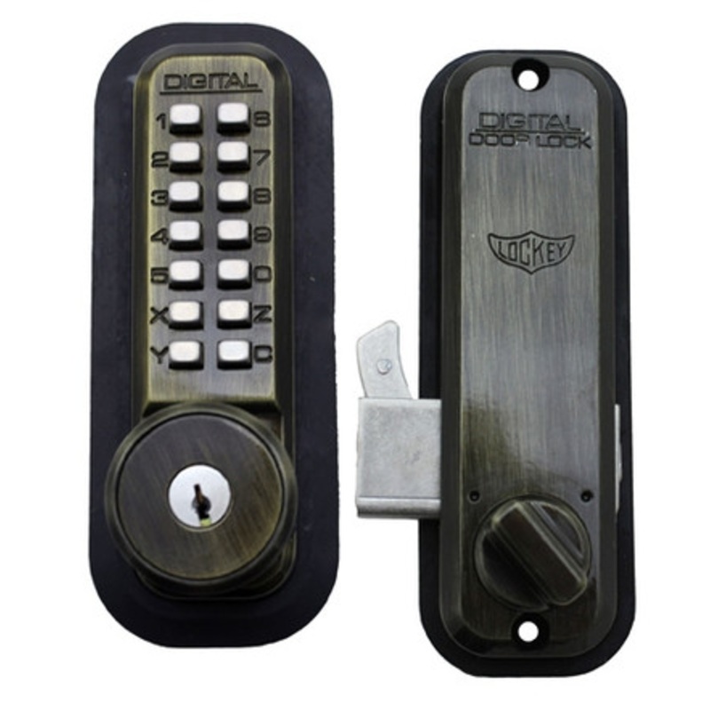 Lockey Keyless Sliding Door Lock 2500 with Key Override.