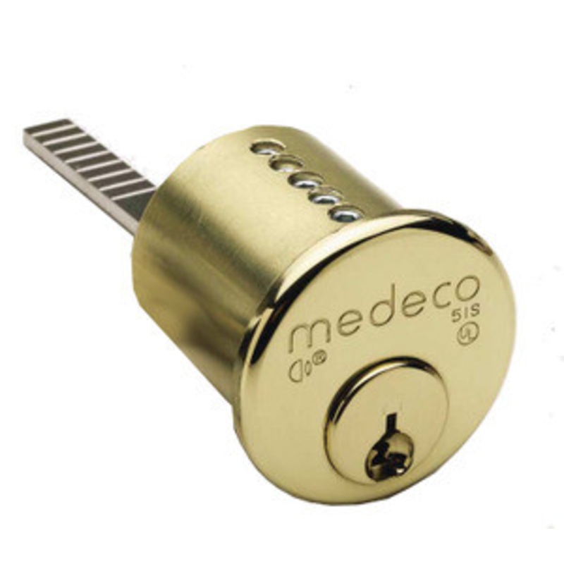 Medeco Rim cylinder, 5 pin, 1-1/4, antique brass,