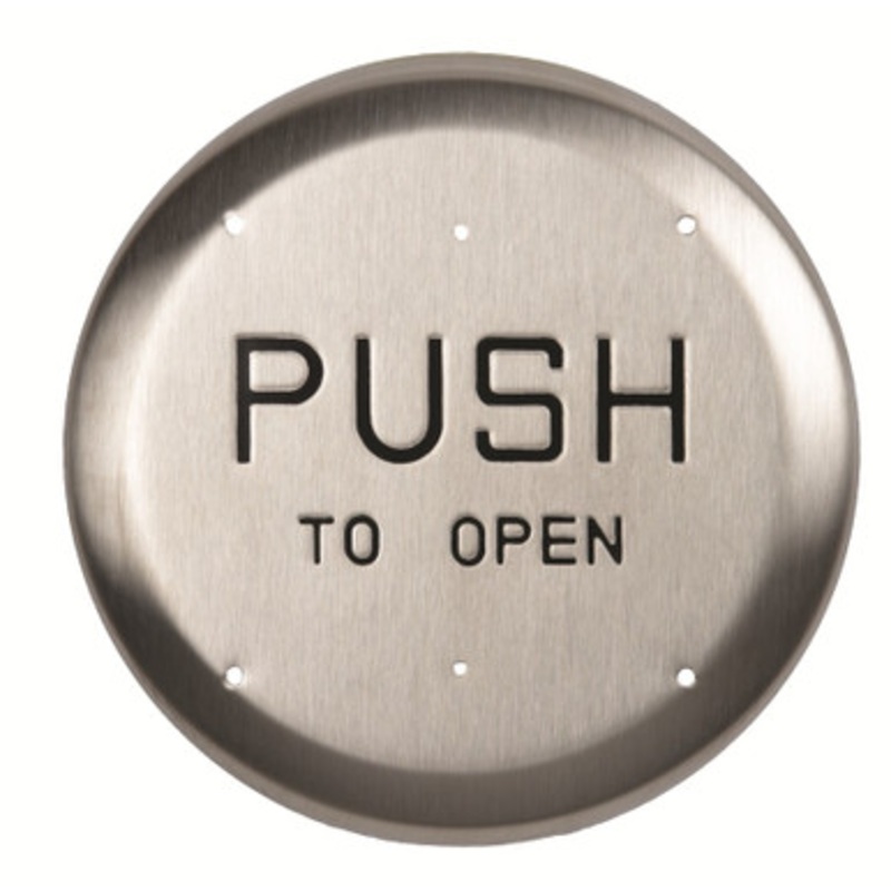 Rutherford Controls RCI 950P45 Momentary 4-1/2 Round Stainless Steel Pushplate Push to Open