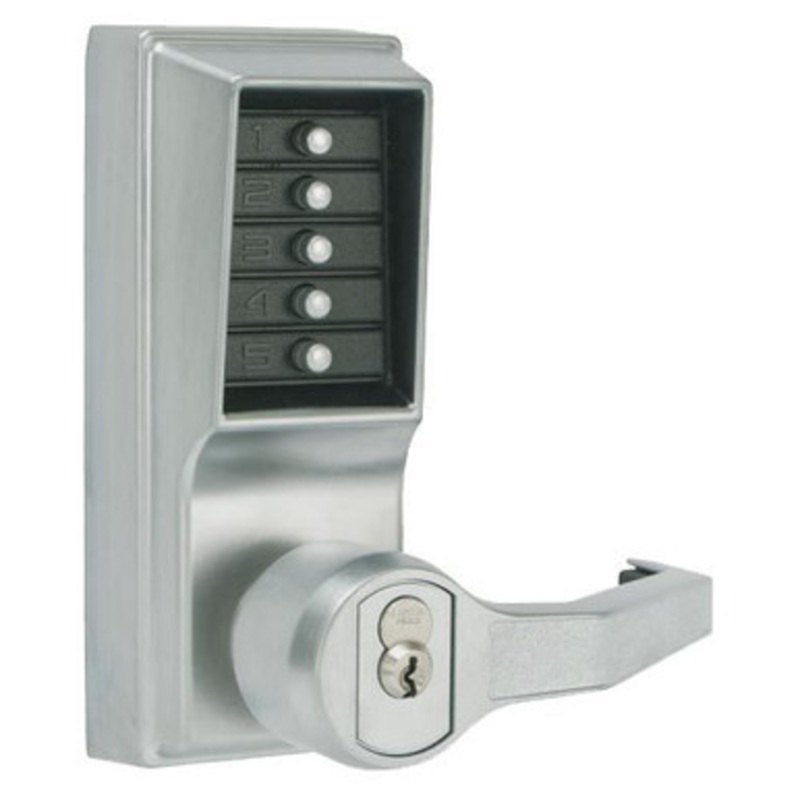 Dormakaba LL1021M-026-41 Pushbutton Lever Lock Prepped For Medeco Core Override in Bright Chrome