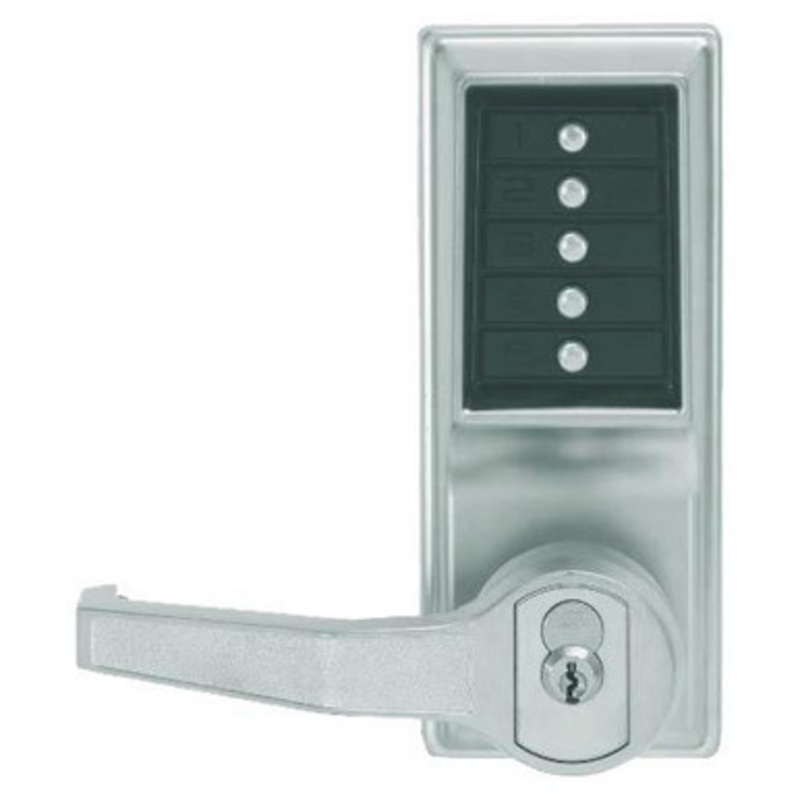 Dormakaba Simplex LR1021C-026-41 Pushbutton Lever Lock with Corbin Core Override in Bright Chrome