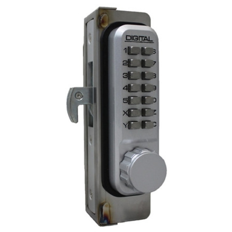 LOCKEY 2950DC Mechanical NARROW STYLE Keyless Door Lock Hook Bolt DOUBLE SIDED (Combination on Both Ends) For Sliding Doors