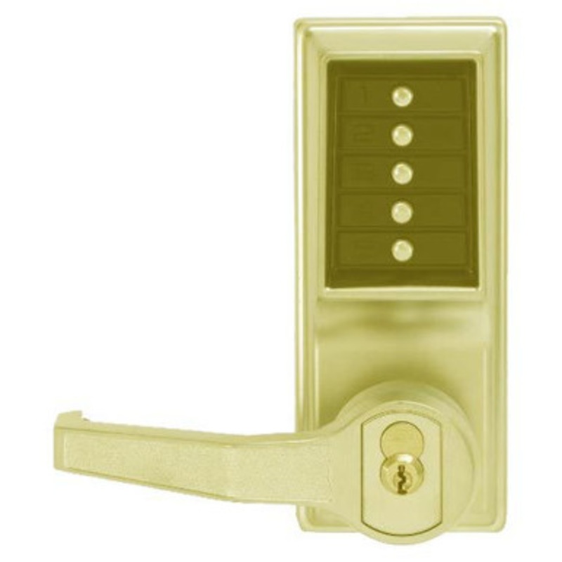 Dormakaba LR1041S-03-41 Pushbutton Lever Lock Prepped For Schlage Core Override in Bright Brass