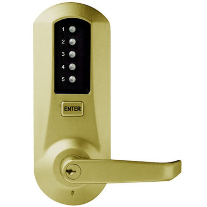 Dormakaba Simplex 5021XSWL-04-41 Pushbutton Lever Lock with Schlage Core override in Satin Brass