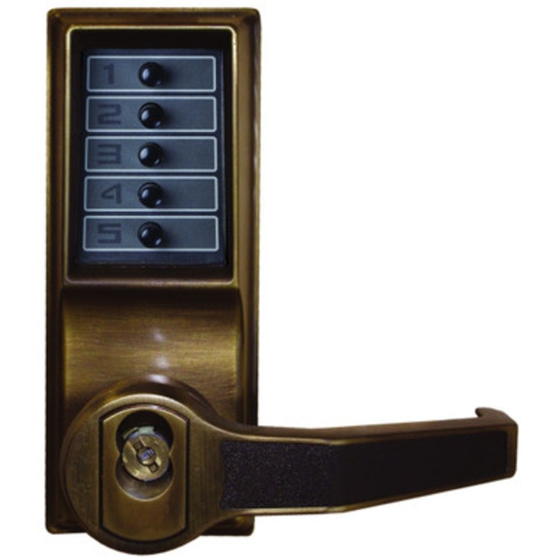 Dormakaba Simplex LR1021B-05-41 Pushbutton Lever Lock with Best Core Override in Antique Brass