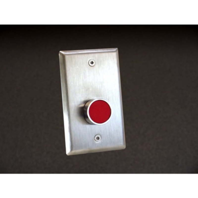 Dortronics 5276-GP9/R 5276 Series 1 Diameter Push Button, DPST Momentary Action Push Button Guard, Mounted on Single Gang Plate, Red Button Cap