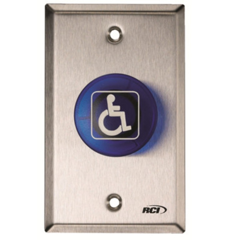 RCI 906-BH-MA Handicap Button, Blue with Handicap Logo, Maintained, Satin Stainless Steel