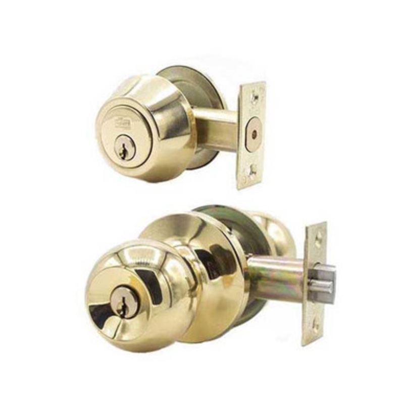DeGuard Premium Combo Lockset – Polished Brass – Entrance – Retail Packaging – SC1 – Grade 3