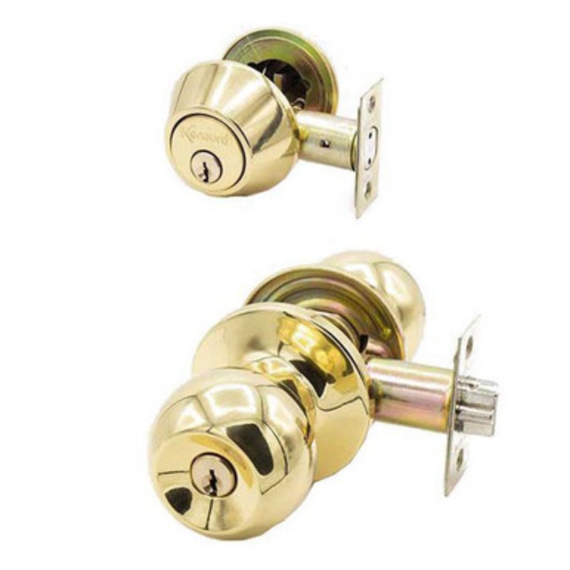 Kenaurd Premium Combo Lockset W/ Double Cylinder Deadblt – Polished Brass (SC1)