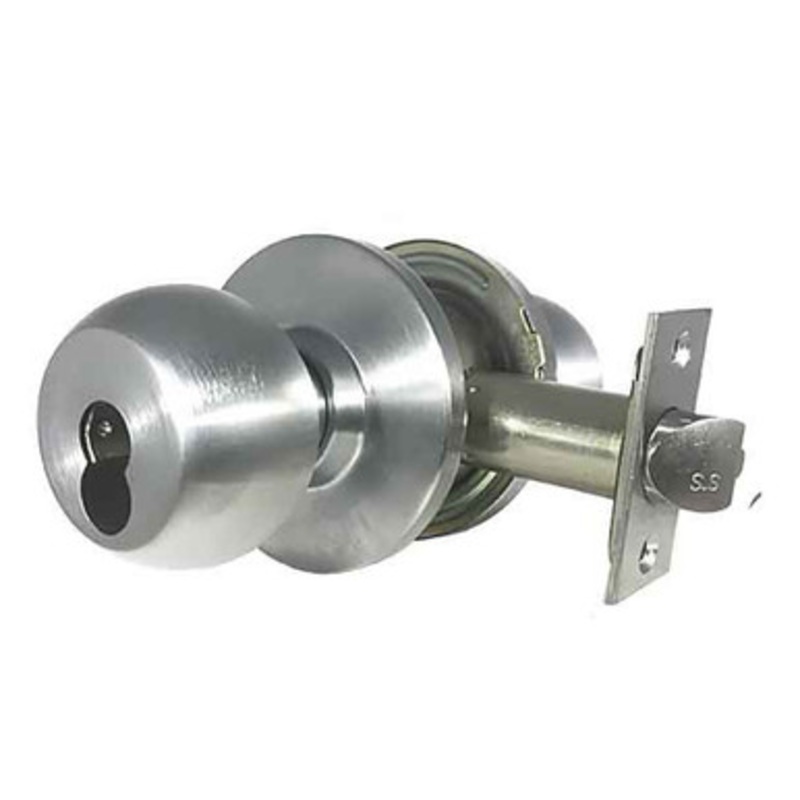 DeGuard Commercial Door Knob Set – Grade 2 – IC Core -SFIC – Satin Chrome – Storeroom