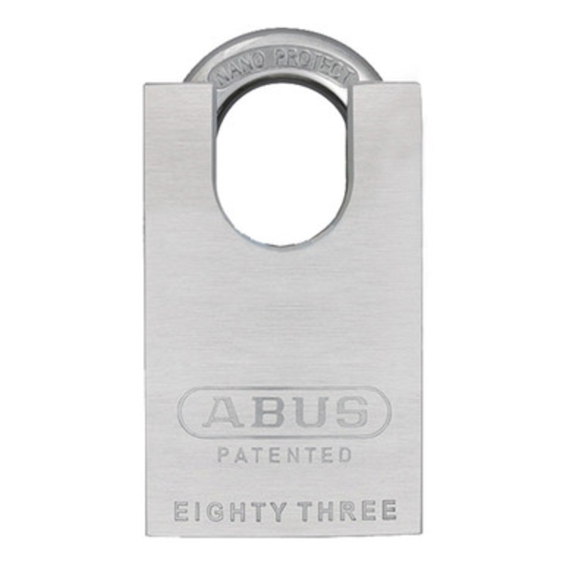 ABUS – 83CS/50-3000 – CHROME PLATED BRASS PADLOCK W/ SHACKLE GUARD – S2 – SCHLAGE C-L – 5/6 PIN – REKEYABLE – 1-57/64 WIDTH