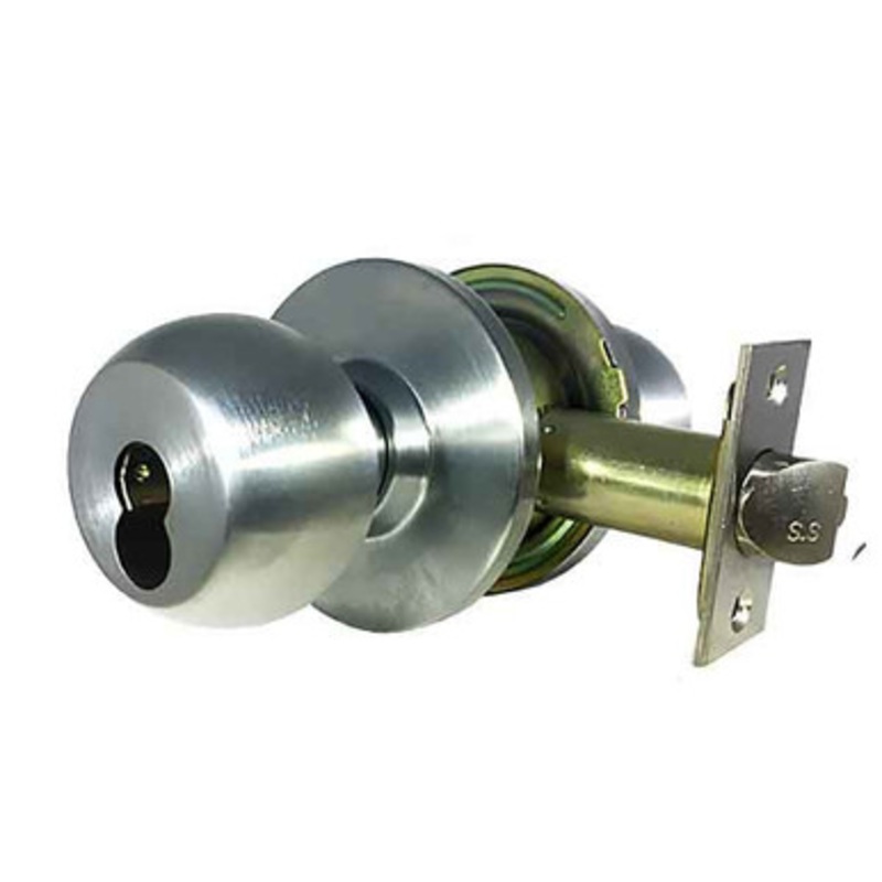 DeGuard Commercial Door Knob Set – Grade 2 – IC Core -SFIC – Satin Chrome – Entrance