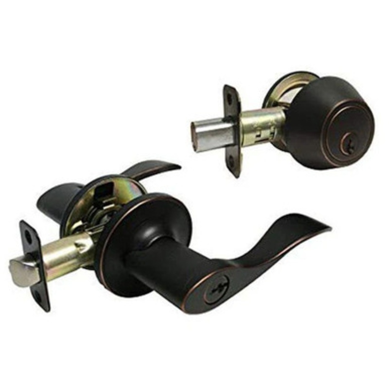 Kenaurd Premium Combo Lockset With Lever – Single Sided Deadbolt – Oil Rubbed Bronze – (SC1)