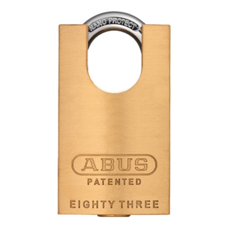 ABUS – 83CS/45-300 – PREMIUM LOADED BRASS PADLOCK W/ SHACKLE GUARD – S2 – SCHLAGE C – 5/6 PIN – REKEYABLE – 1-27/32 WIDTH