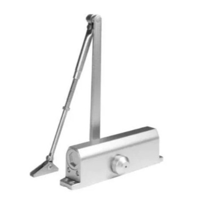 DeGuard Hydraulic Door Closer – Back Check Function – PA Bracket/Regular/Top Jamb – Adjustable Size 1-6 – Plastic Cover – Satin Nickel – Grade 1