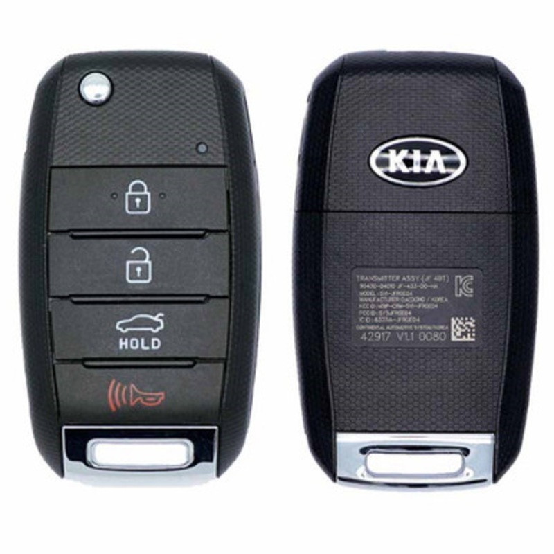 Kia 4 Button Flip Key SY5JFRGE04, 95430-D4010, 433 MHz – Refurbished, Grade A