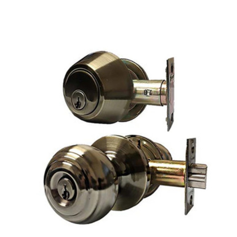 Kenaurd Premium Combo Lockset – Knob & Deadbolt – Entrance – Antique Brass – Retail Packaging – SC1 – Grade 3