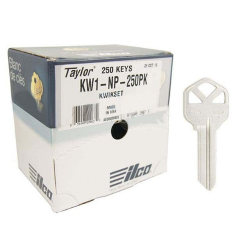 ILCO KW1 Kwikset Metal Key Blank – Nickle Plated Brass – 250 Pack