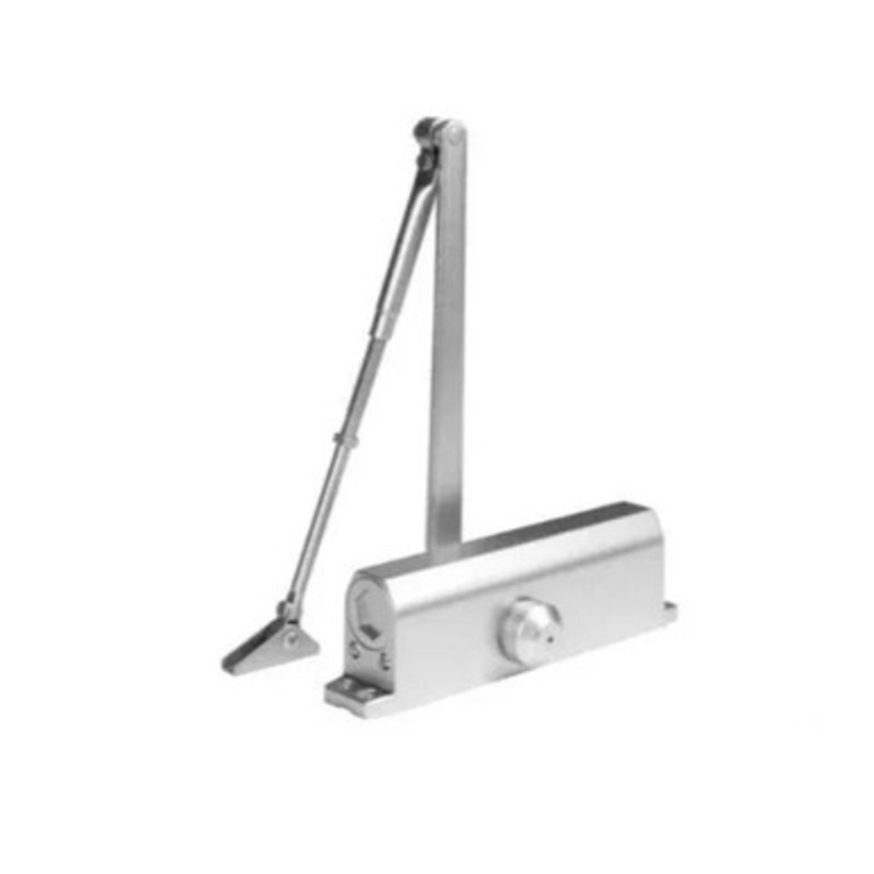 DeGuard Hydraulic Door Closer, Back Check Function – PA Bracket/Regular/Top Jamb – Adjustable Size 1-6 – Satin Nickel, Plastic Cover – Grade 1
