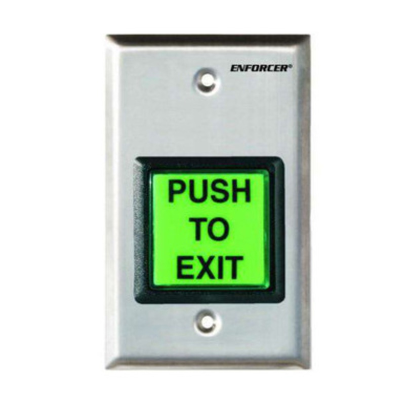 SECO-LARM – SD-7202GC-PTQ ILLUMINATED RTE SINGLE GANG PUSH BUTTON WALL PLATE – STAINLESS STEEL W/ TIMER