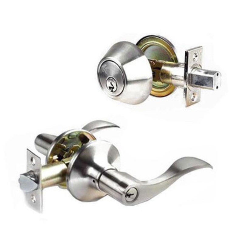 Kenaurd Premium Combo Lockset With Lever – Double Sided Deadbolt – Satin Nickel (SC1)
