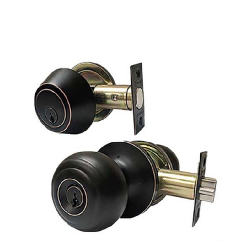 Kenaurd Premium Combo Lockset – Knob & Deadbolt – Entrance – Oil Rubbed Bronze – Retail Packaging – KW1/SC1 – Grade 3
