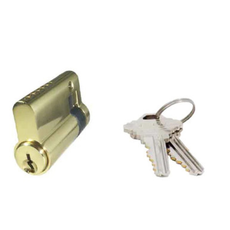 Kenaurd Profile Cylinder  Single Sided – US3 – Polished Brass – 2 Keys – 6 Pin (SC1) (1-3/4 46mm)