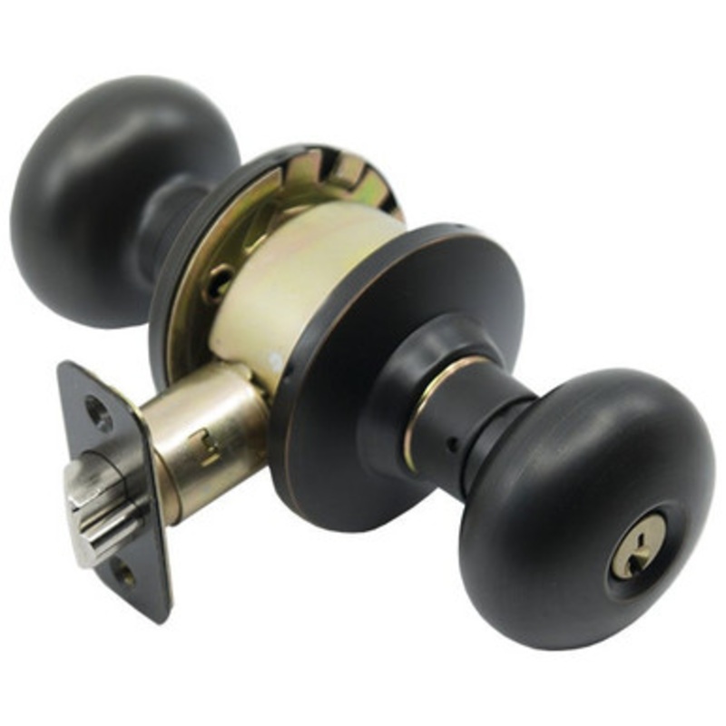 PLS K353P Grade 3 Plymouth Style Door Knob ADJ – ENTRY – KW1 – K2 – Aged Bronze 11P
