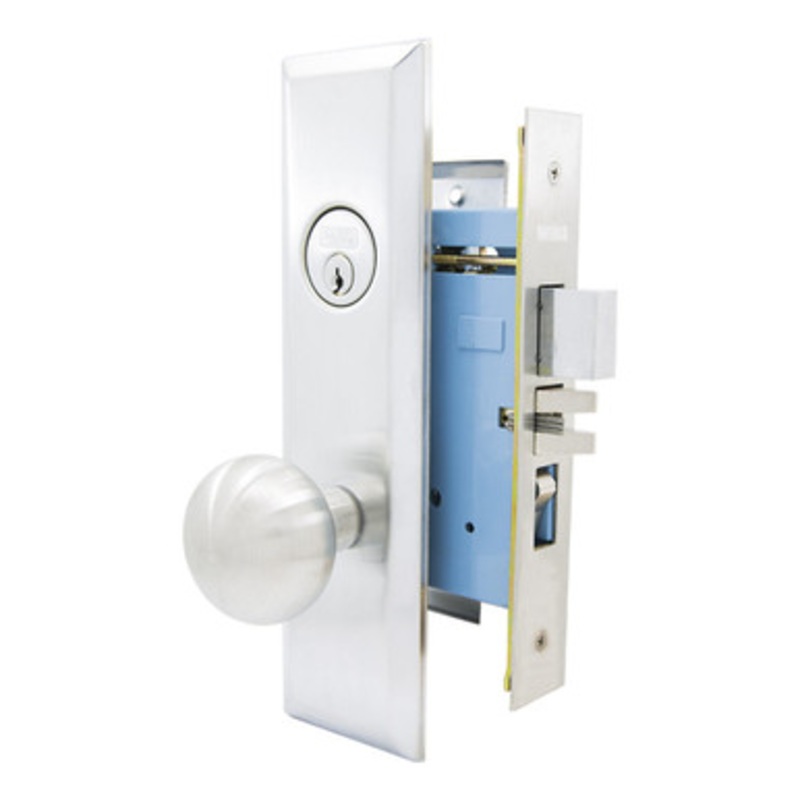 MARKS 7NY10A Mortise Knob Lockset New Yorker – Entrance – 1-1/4 x 8 – Satin Chrome – Left Hand