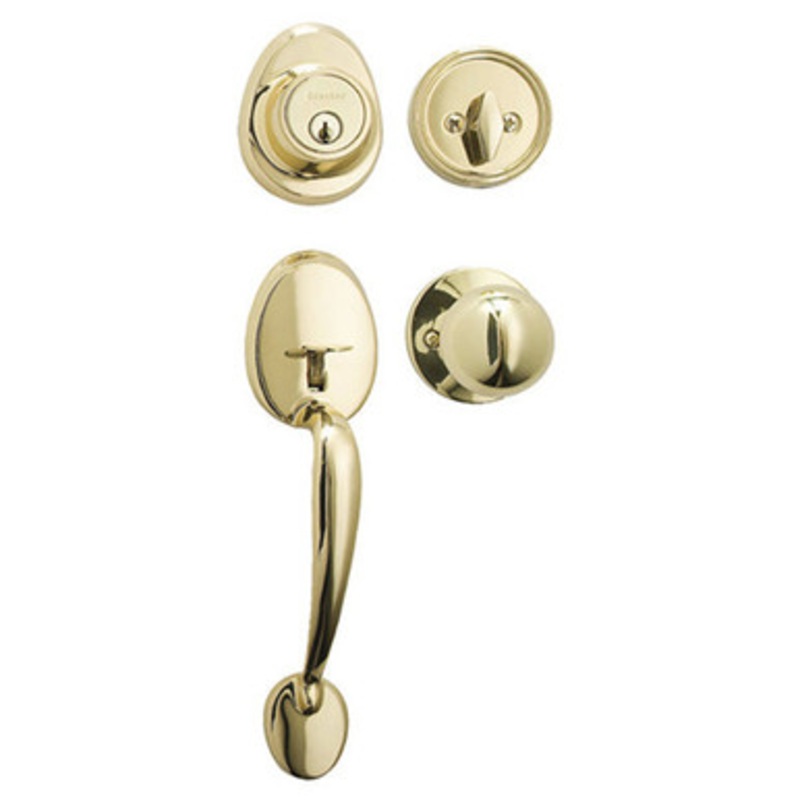 Master Lock HDLBC0603KA4S Handleset with Biscuit Style Knob and Single Cylinder Deadbolt SC1 – Grade 3 – Polished Brass