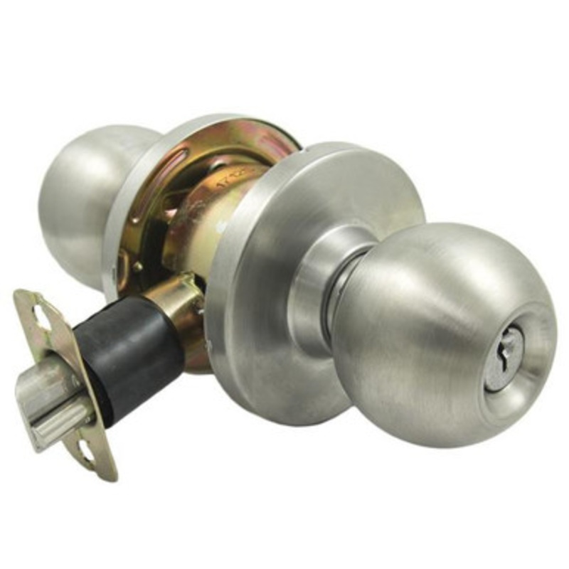 TELL PRO LINE K2053 Grade 2 Cylindrical Door Knob – KA4 – 2-3/8 – Entry – Stainless Steel 32D